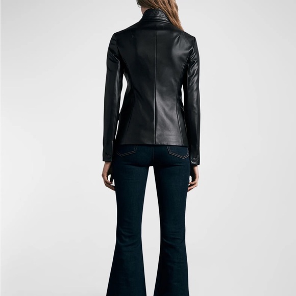 CLASSIC BEAUTY! 🖤 CURRENT! Black Rag & Bone Vegan Leather Slade Blazer Jacket! - Picture 3 of 5